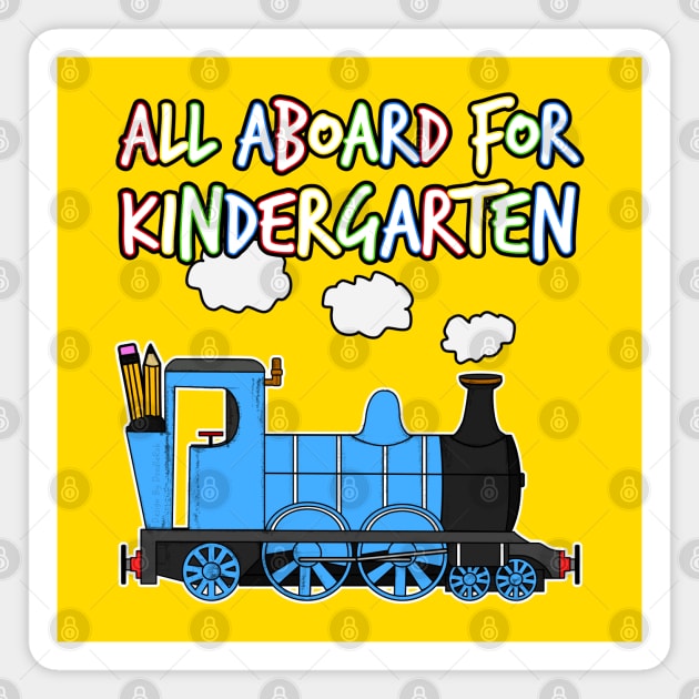 All Aboard For Kindergarten Steam Train (Blue) Magnet by doodlerob